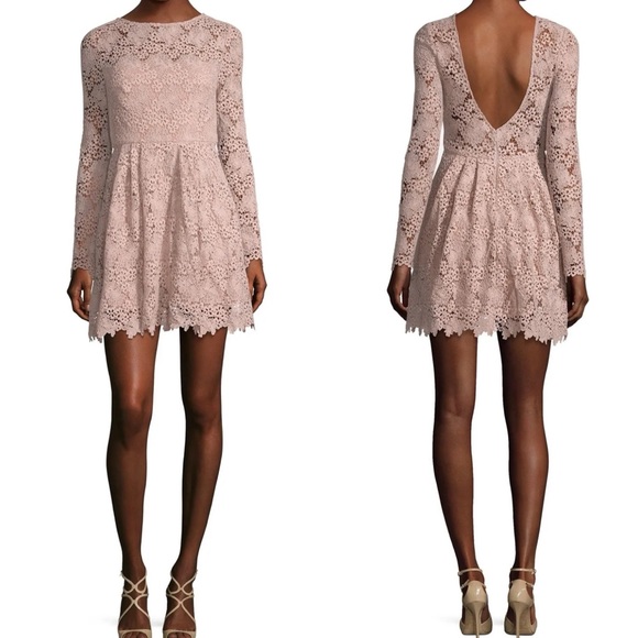 Anthropologie Dresses & Skirts - Monique Lhuillier Long Sleeve Crochet Knit Dress in Blush